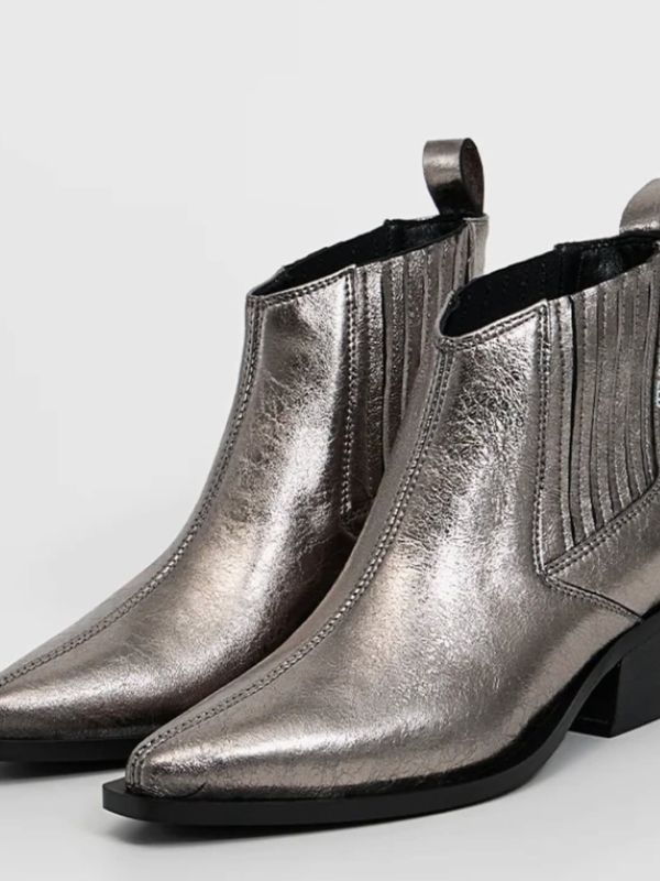 Metallic ankle boots